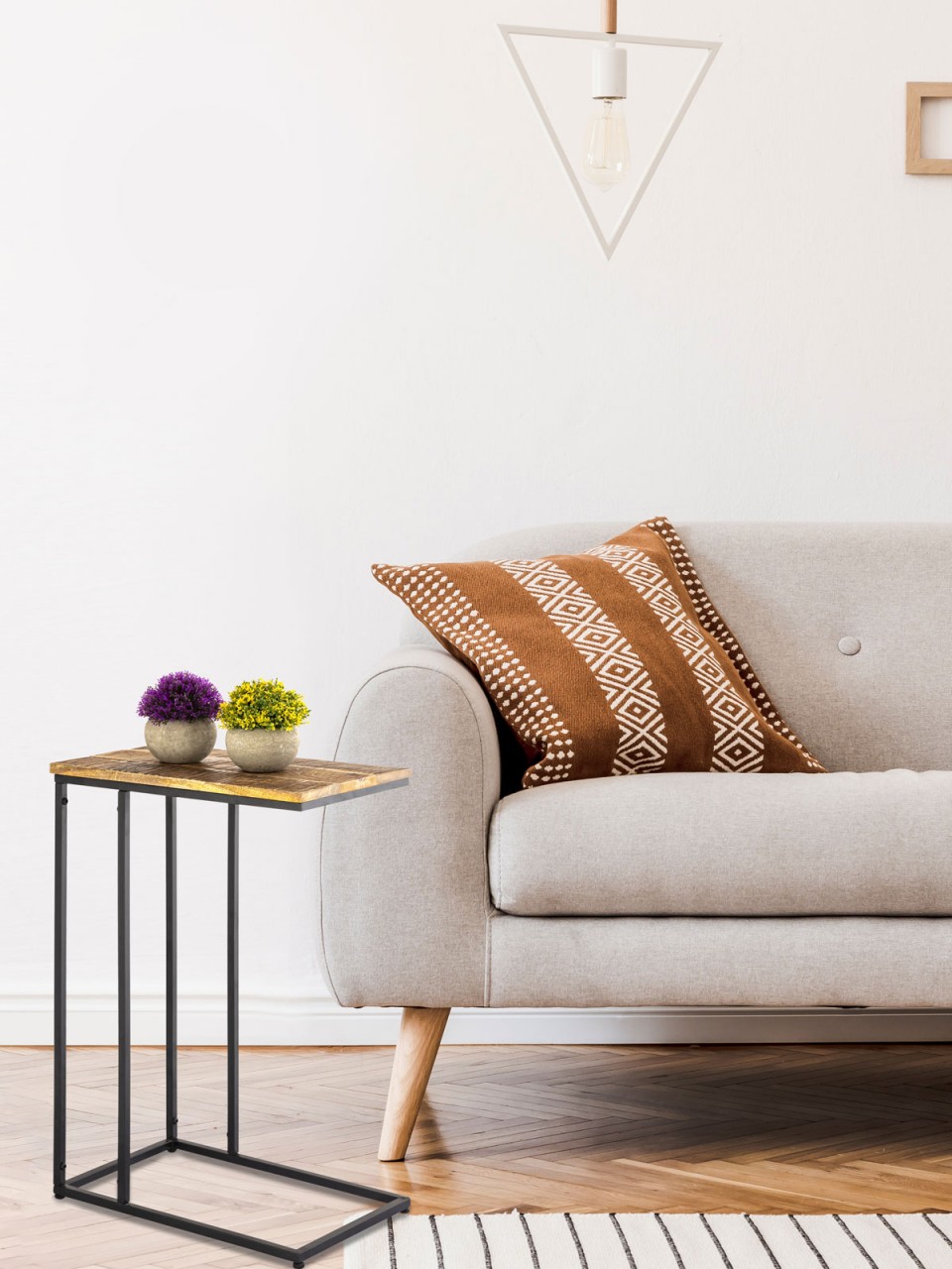 Beistelltisch Laptoptisch Holz 25x60x40cm nachhaltig Sofatisch C-Tisch Toronto Metall Gestell Beistelltisch Laptoptisch Holz 25x60x40cm nachhaltig Sofatisch C-Tisch Toronto Metall Gestell