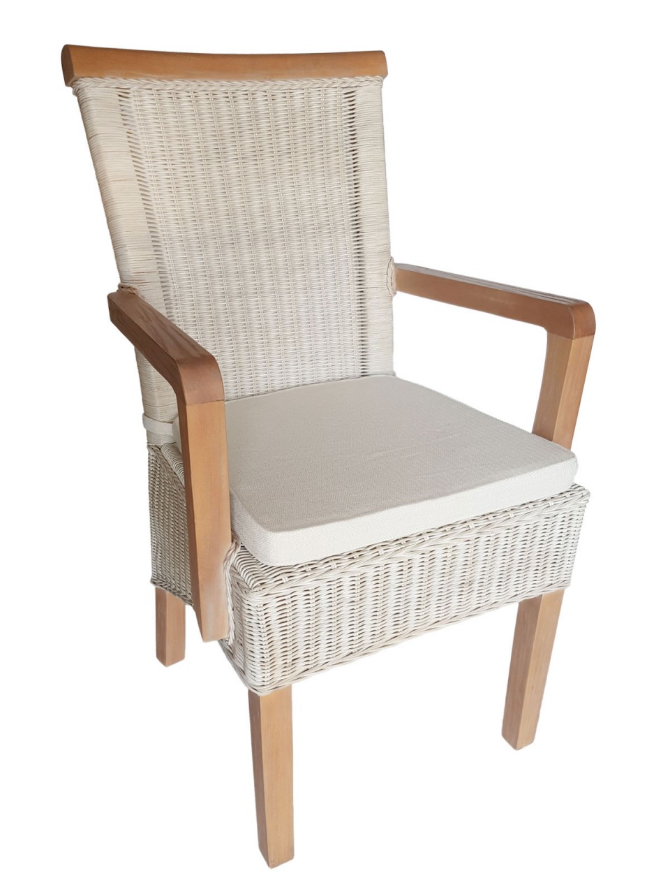 Esszimmer Stühle Set 2 Stück mit Armlehnen Rattanstühle weiß Perth Rattan Korbstühle nachhaltig