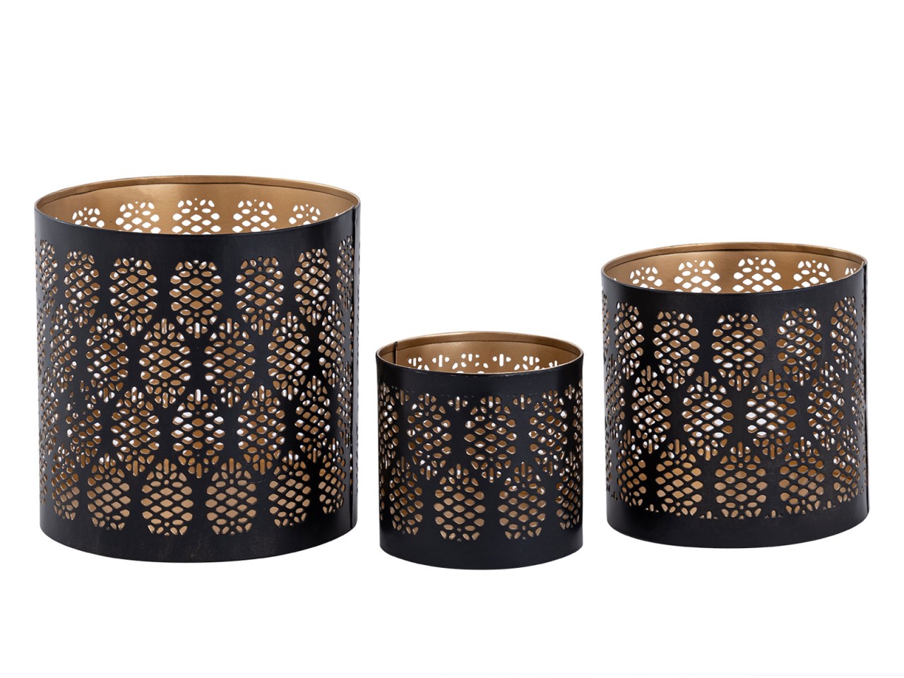 Kerzenständer 3er Set Windlicht Orient Teelichthalter rund schwarz gold Kerzenständer 3er Set Windlicht Orient Teelichthalter rund schwarz gold