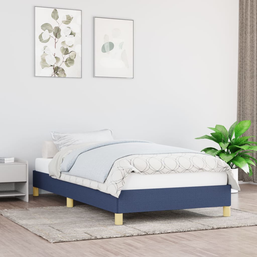 Bettgestell Bettrahmen Einzelbett Lattenrost XL blau Samt 90x200cm Höhe 25cm