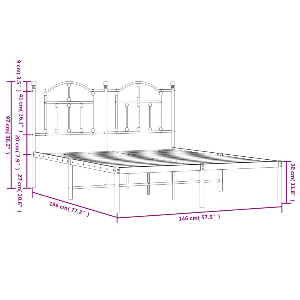 Bettgestell Metall Weiß 140 x 190 cm mit Kopfteil modern stabil und elegant