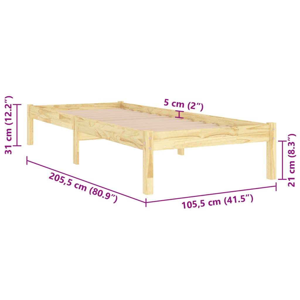 Bettgestell Bettrahmen Einzelbett Massivholz Kiefer 100x200 cm