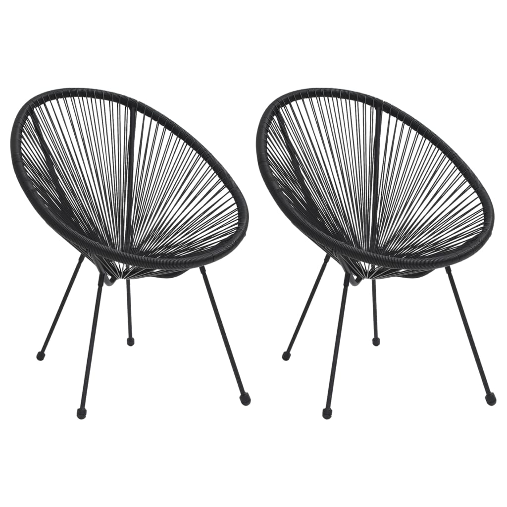 Garden Moon Chairs 2 Stk. Rattan Schwarz