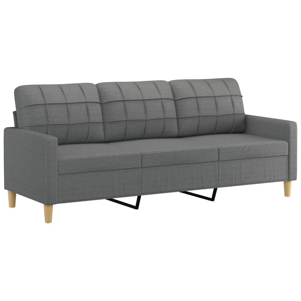 3 Sitzer Sofa Dunkelgrau 180 cm Stoff modern bequem Wohnzimmer Couch Polster