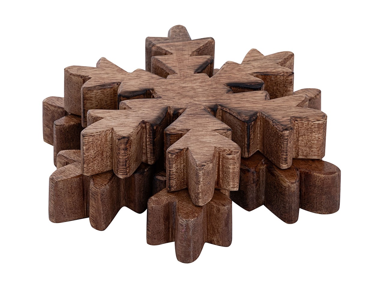 Holzfiguren Schneeflocke 2er Set Dekofigur 18x18cm Weihnachtsdekoration