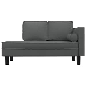 Chaiselongue Dunkelgrau Stoff mit Kissen und Nackenrolle bequem elegant