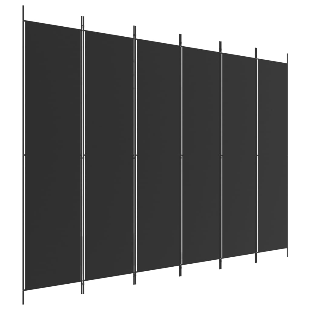 6-teiliger Raumteiler Schwarz 300 x 220 cm Stoff Paravent Trennwand
