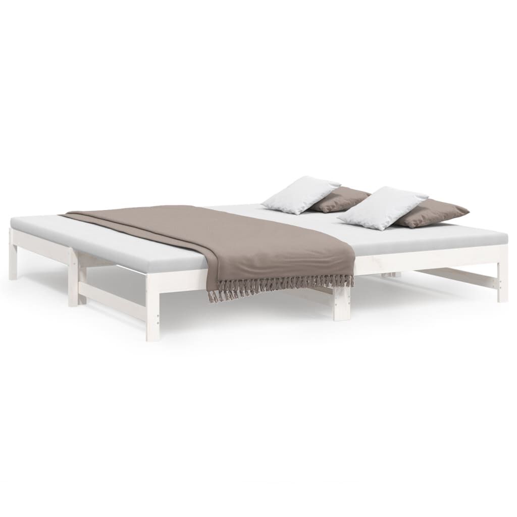 Ausziehbares Tagesbett Weiß Kiefer massiv 2x90x200 cm flexibel und robust Ausziehbares Tagesbett Weiß Kiefer massiv 2x90x200 cm flexibel und robust