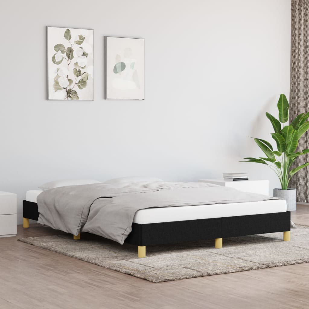 Bettgestell 140x190 cm Schwarz Weiches Stoffdesign für stilvolles Ambiente Bettgestell 140x190 cm Schwarz Weiches Stoffdesign für stilvolles Ambiente