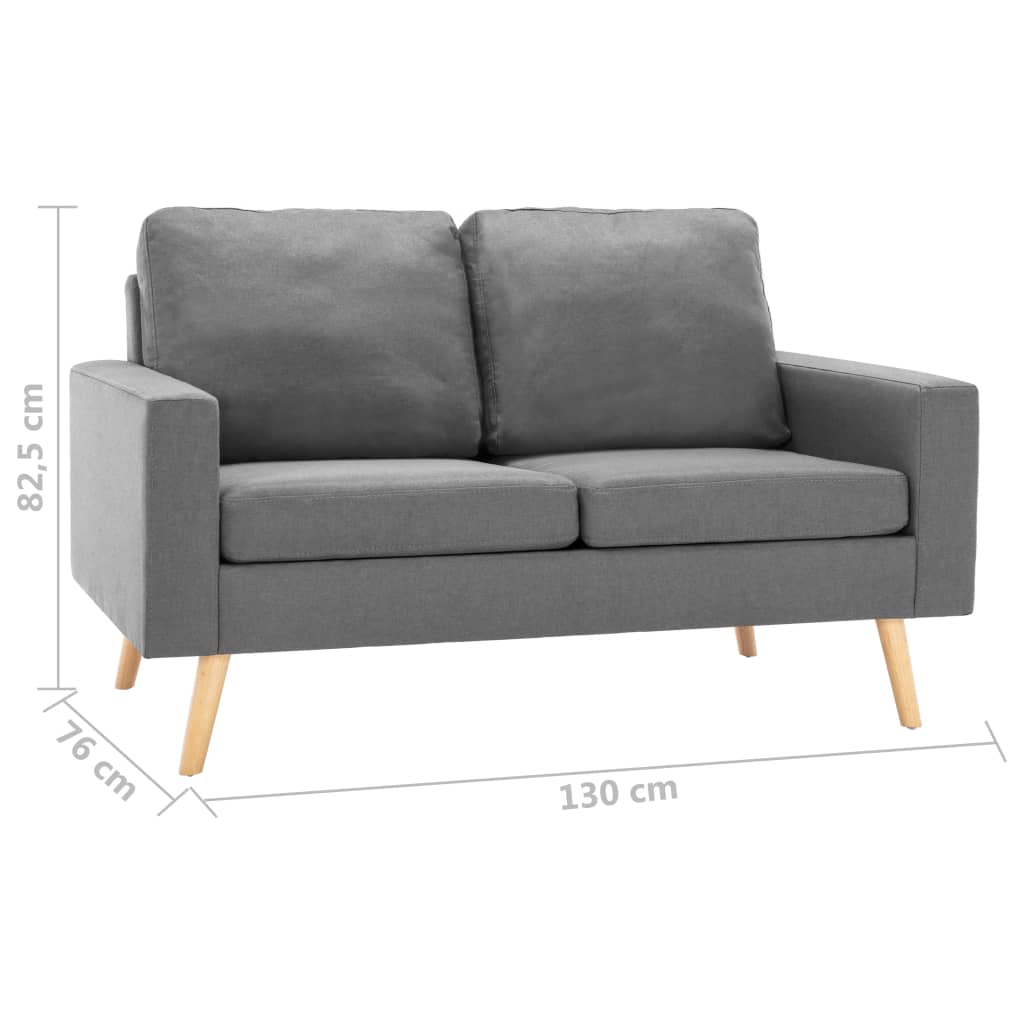 2er Sofa Stoff hellgrau helle Holzbeinen Polsterkissen modern platzsparend 