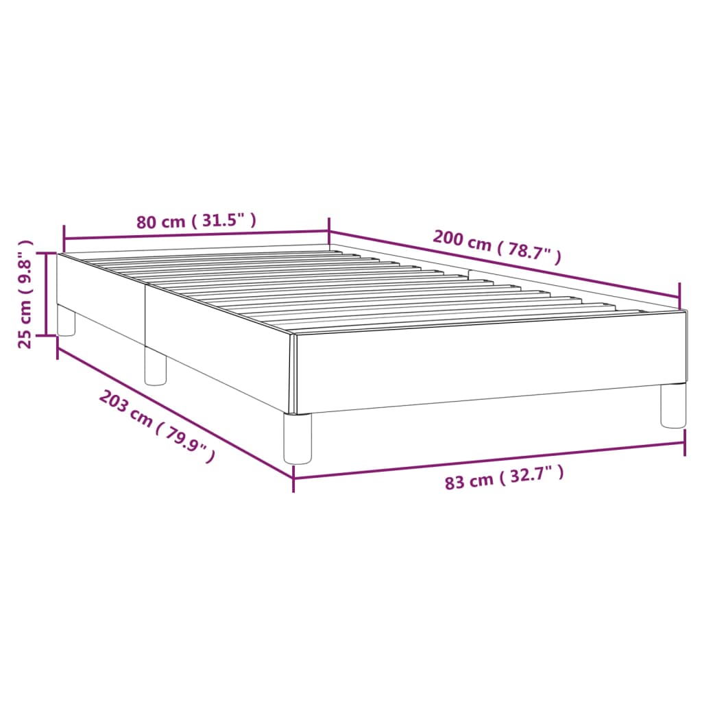 Bettgestell Bettrahmen Einzelbett Lattenrost Hellgrau 80x200cm Stoff Höhe 25cm