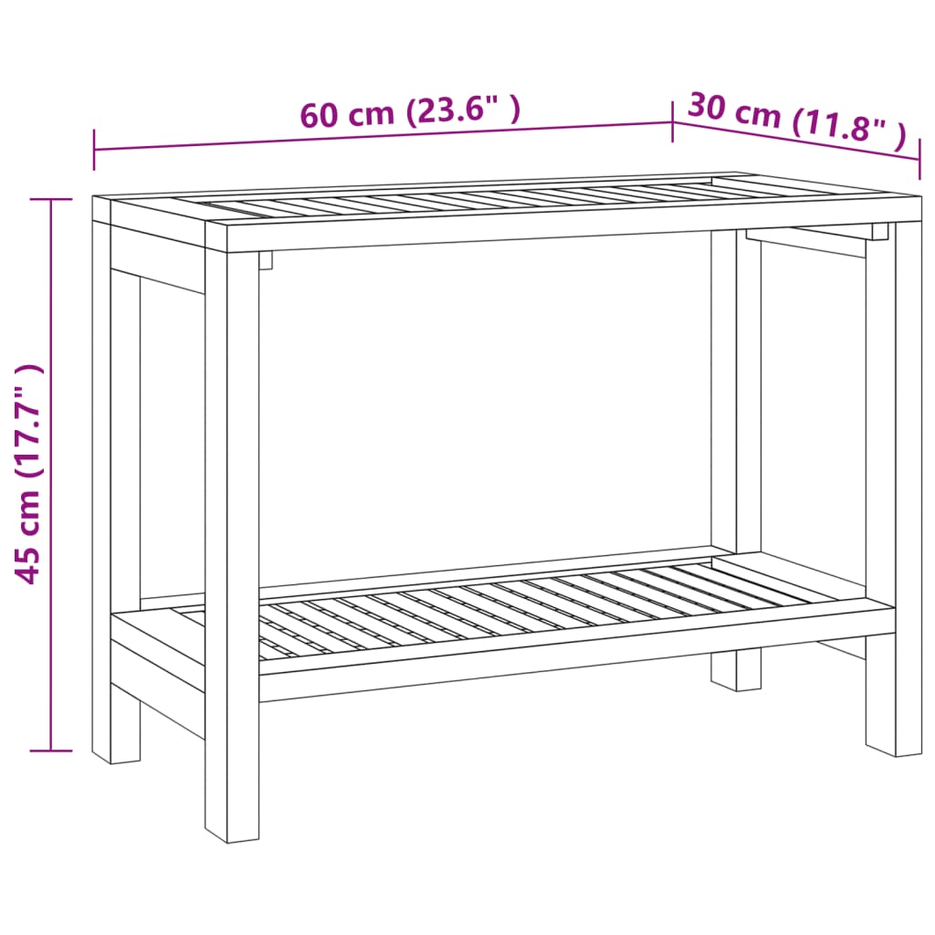 Badregal Beistelltisch Teakholz 60x30x45 cm  Ablagefläche robust rustikal