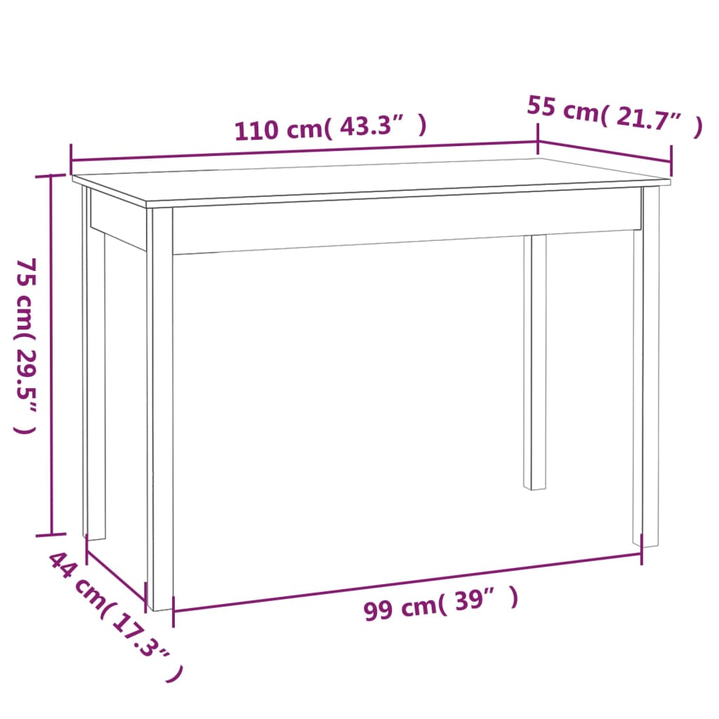 Esstisch Weiß 110x55x75 cm Massivholz Kiefer für modernes Esszimmer Esstisch Weiß 110x55x75 cm Massivholz Kiefer für modernes Esszimmer