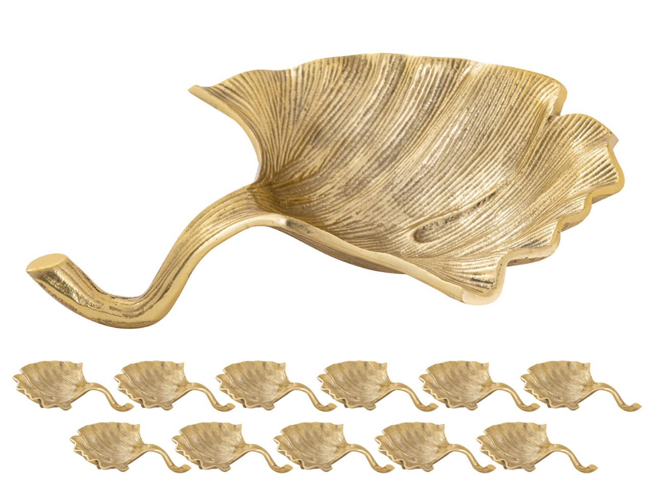 Dekoschale Schale Masterbox 12-teilig Aluminium Ginkgo groß gold o. silber Blattschale Dekoschale Schale Masterbox 12-teilig Aluminium Ginkgo groß gold o. silber Blattschale