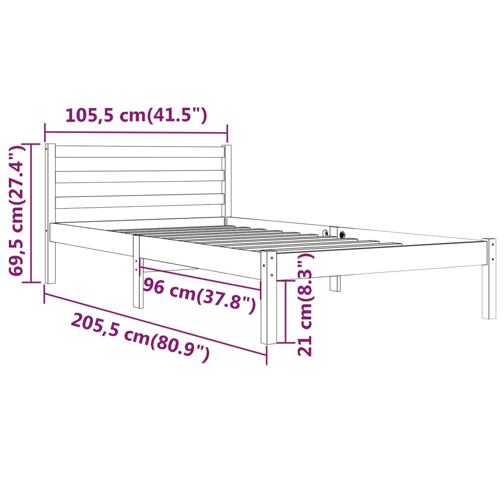 Bettgestell Bettrahmen Tagesbett Einzelbett Lattenrost Kiefernholz 100x200cm