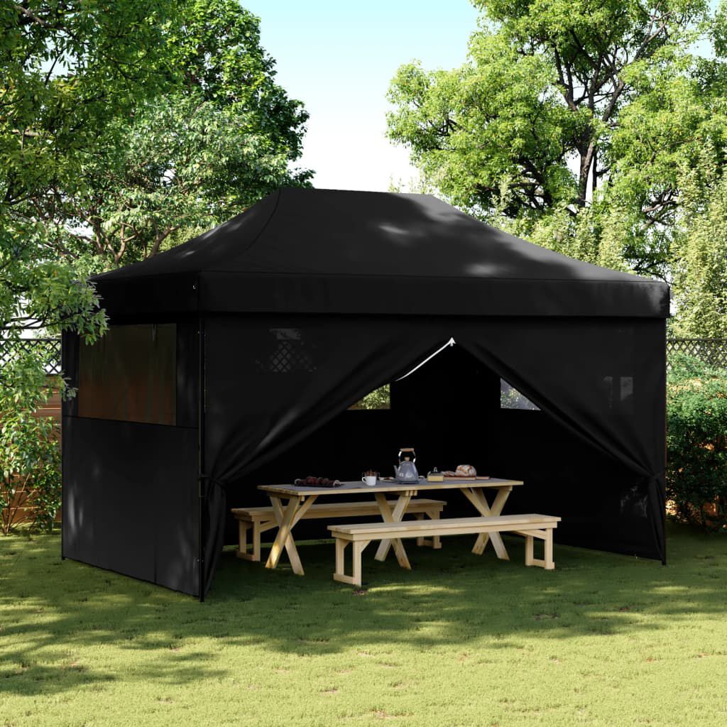 Faltzelt Schwarz Pop Up mit 4 Seitenteilen stabil wetterfest für Garten Faltzelt Schwarz Pop Up mit 4 Seitenteilen stabil wetterfest für Garten