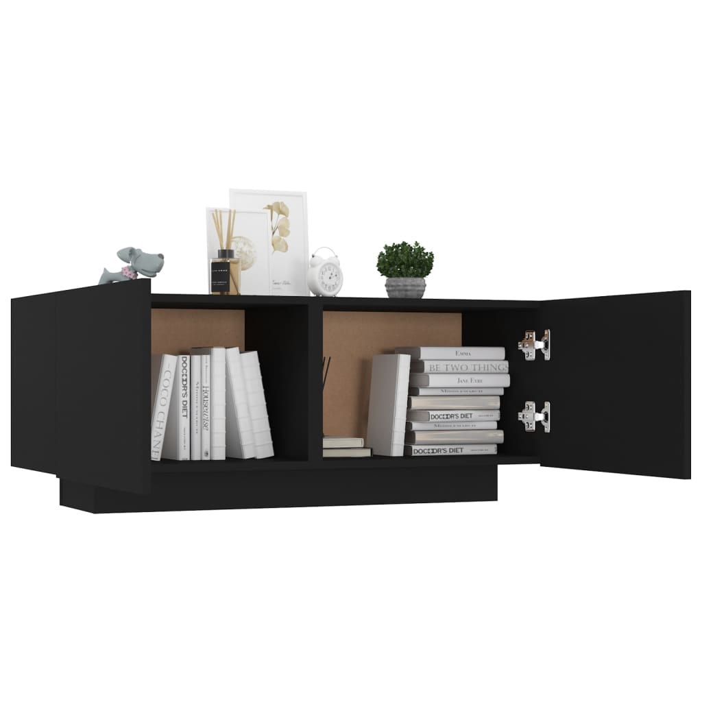 TV-Schrank Schwarz 100x35x40 cm Holz modern Medienmöbel Wohnzimmer