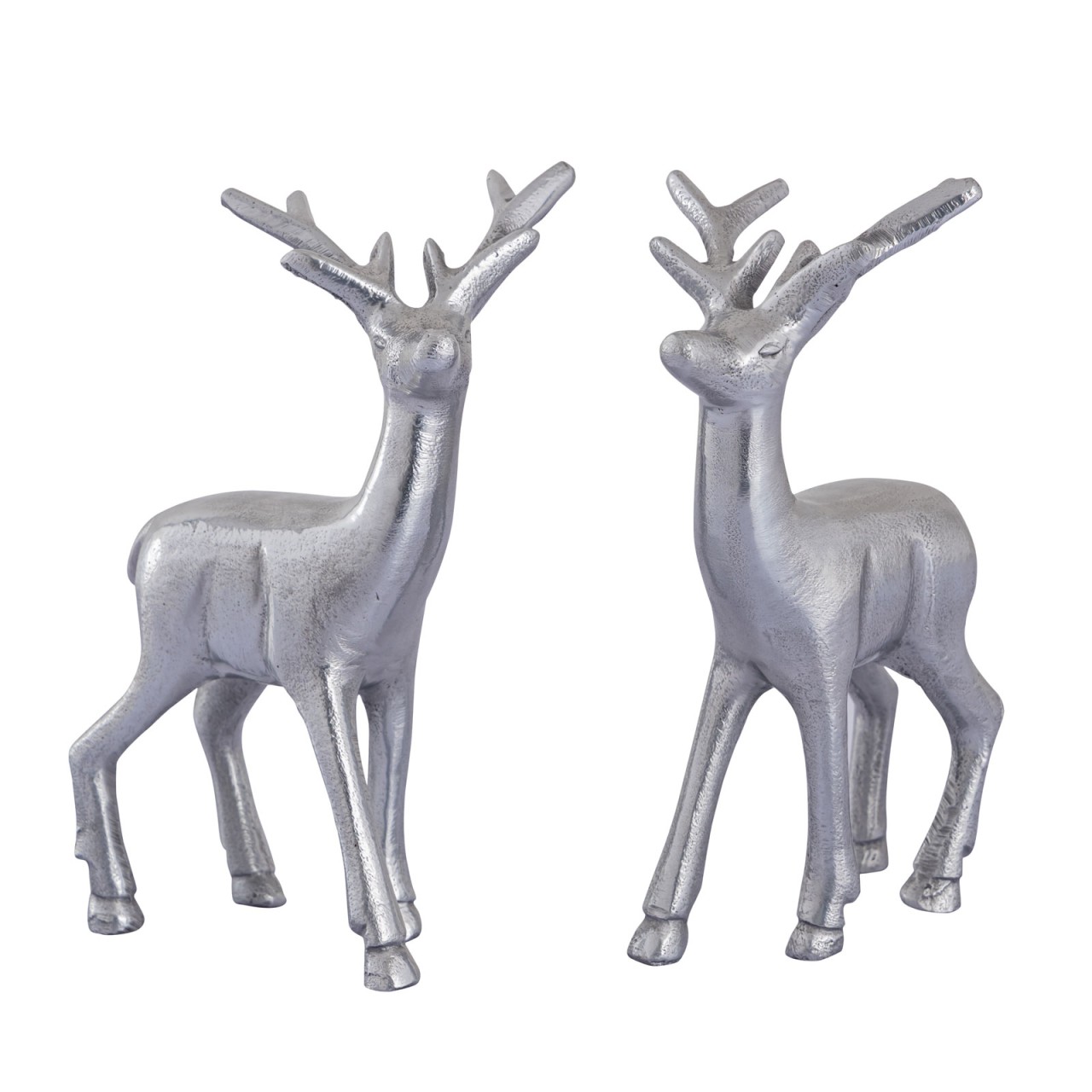 Deko Figur Hirsch 2er Set Tischdekoration Tierfigur Metall Weihnachtsdeko silber o. gold Aluminium Deko Figur Hirsch 2er Set Tischdekoration Tierfigur Metall Weihnachtsdeko silber o. gold Aluminium