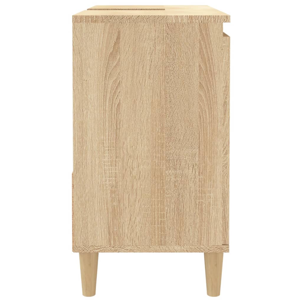 Badezimmerschrank Badschrank Aufbewahrungsschrank Waschtischunterschrank Eichenoptik 65 x 33 x 60 cm Holzwerkstoff vidaXL