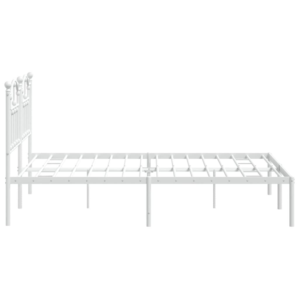 Bettgestell Metall Weiß 140 x 190 cm mit Kopfteil modern stabil und elegant