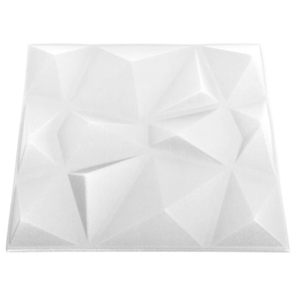 3D-Wandpaneele XPS-Hartschaum Diamantweiß 50x50 cm 48 Stück 12 m² DIY leicht reinigen