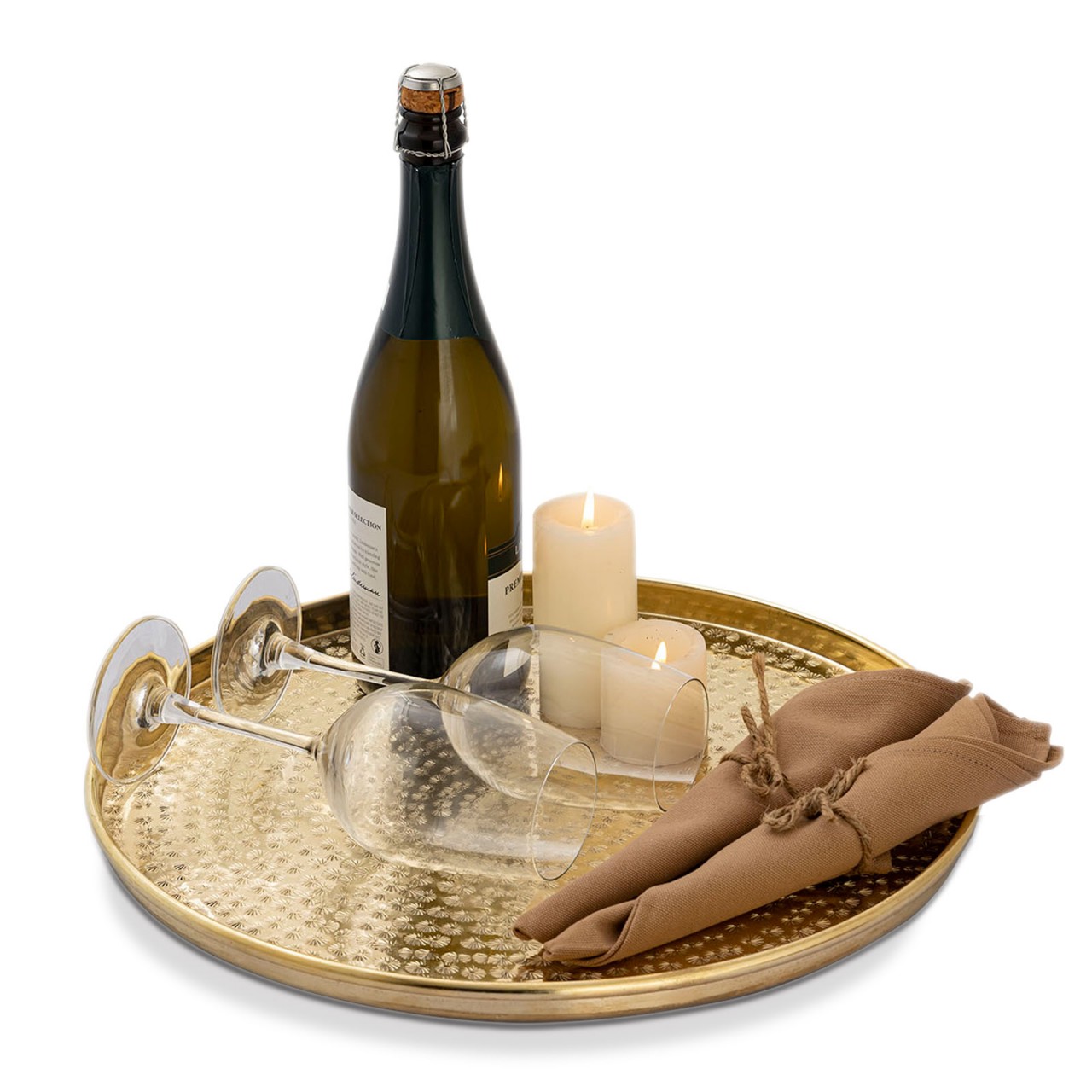 Deko Tablett ø 40 cm rund gelbgold Serviertablett Metall Kerzentablett Dekotablett Deko Tablett ø 40 cm rund gelbgold Serviertablett Metall Kerzentablett Dekotablett