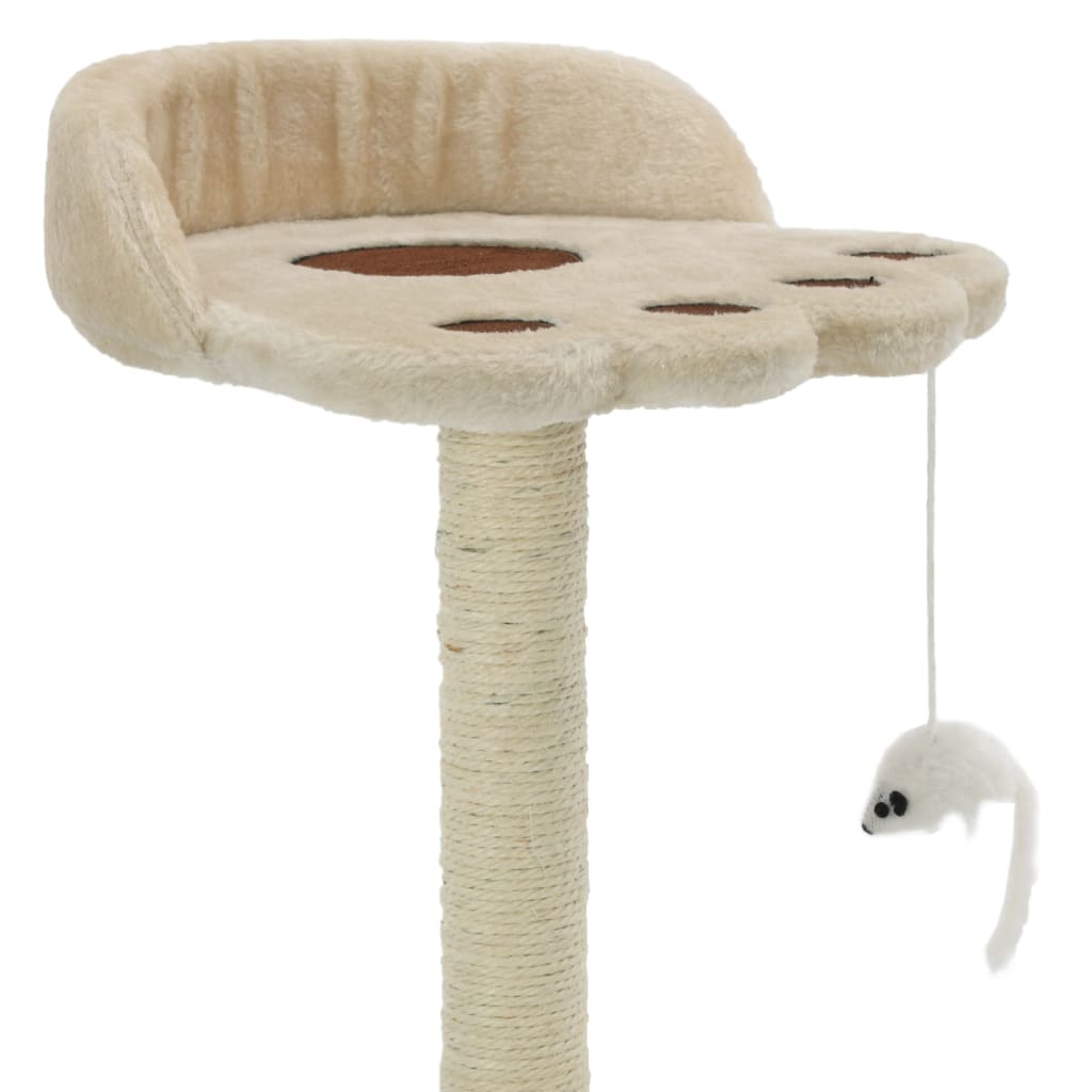 Katzen Kratzbaum Beige Braun 30x30x40 cm Sisal Spielmaus Plüsch