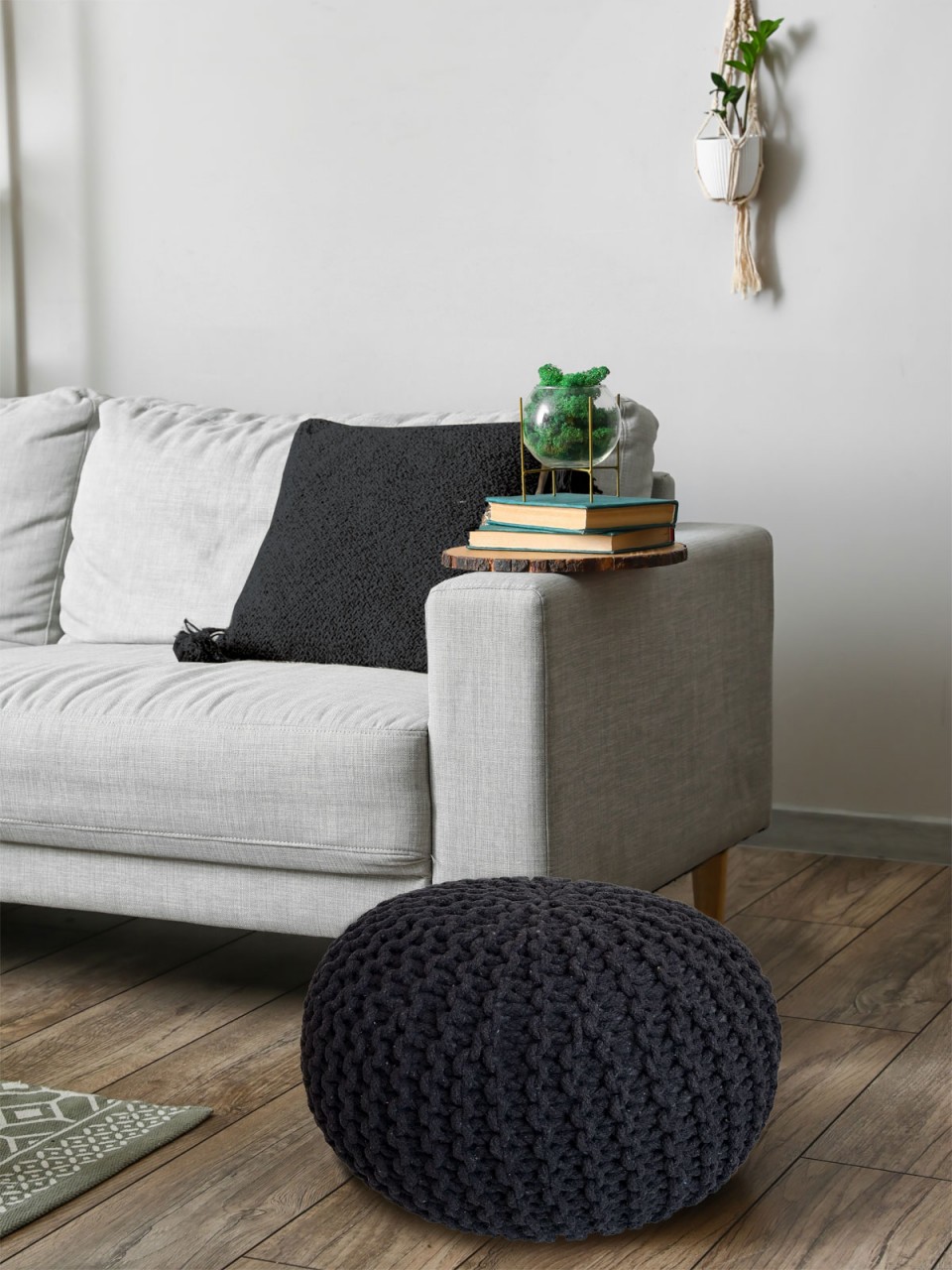 Pouf Ø 55 H 37 H 37 Strickhocker Sitzpouf Bodenkissen nachhaltig Pouf Ø 55 H 37 H 37 Strickhocker Sitzpouf Bodenkissen nachhaltig