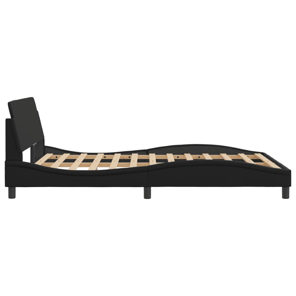 Bettgestell 120x200 cm – Kunstleder Schwarz mit Kopfteil Komfort modern Bettgestell 120x200 cm – Kunstleder Schwarz mit Kopfteil Komfort modern