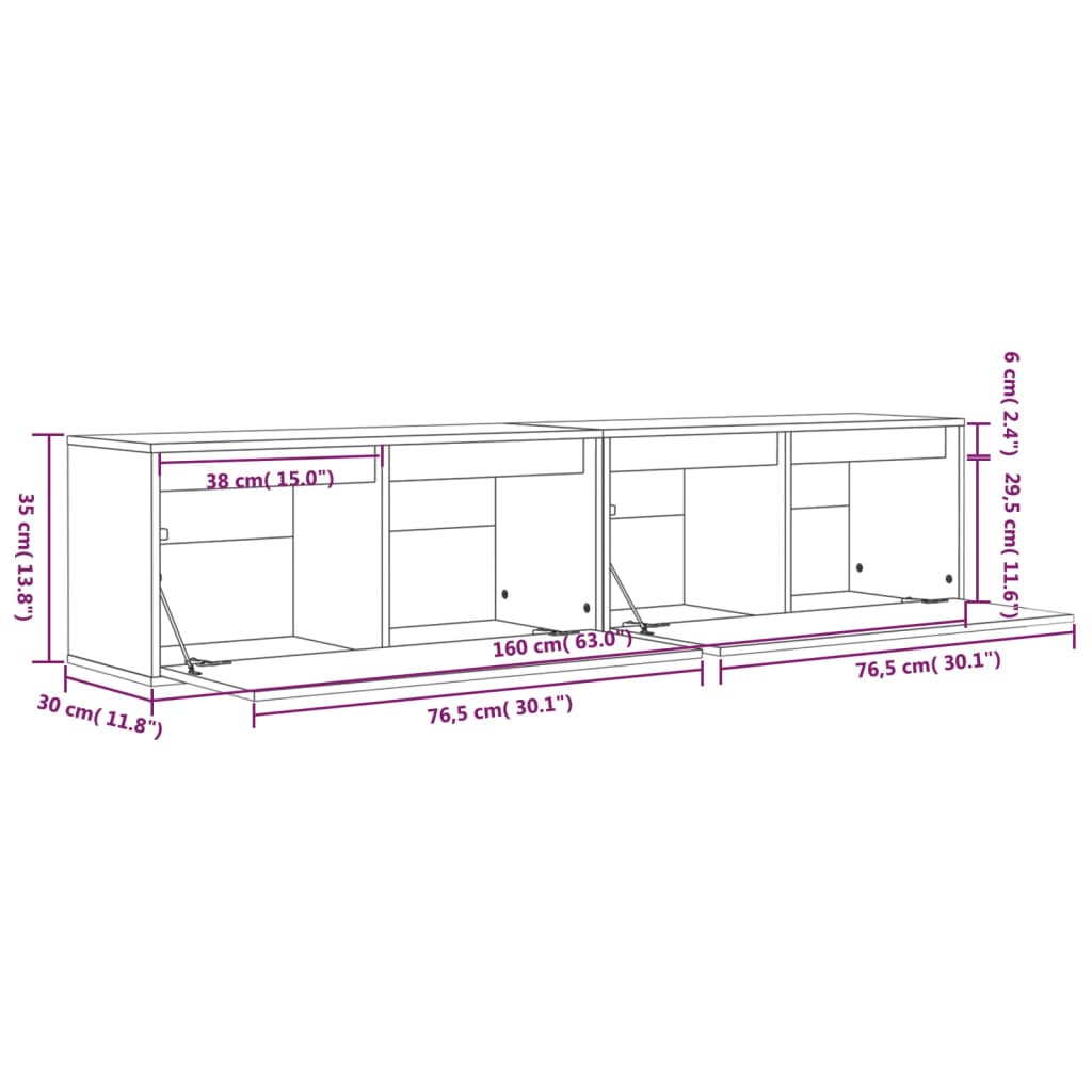 Wandschränke 2er Set Schwarz Kiefer Massivholz 80x30x35 cm