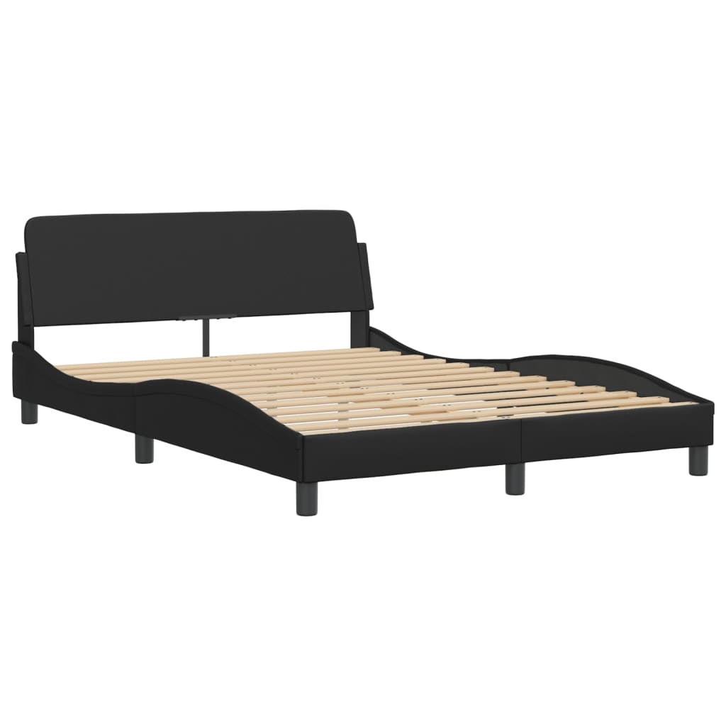 Bettgestell 120x200 cm – Kunstleder Schwarz mit Kopfteil Komfort modern Bettgestell 120x200 cm – Kunstleder Schwarz mit Kopfteil Komfort modern