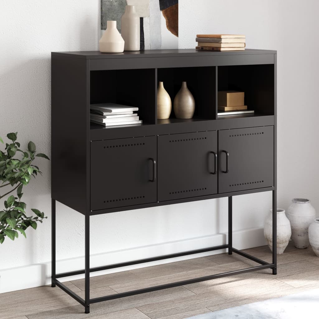 Sideboard Schwarz 100,5x39x107 cm Kaltgewalzter Stahl für modernes Wohnen Sideboard Schwarz 100,5x39x107 cm Kaltgewalzter Stahl für modernes Wohnen