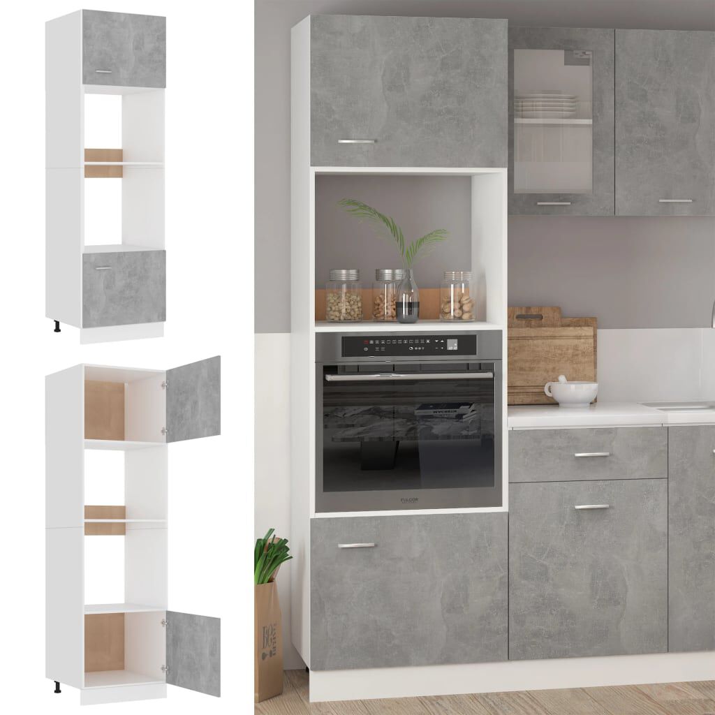 Mikrowellenschrank Betongrau 60 x 57 x 207 cm modern mit viel Stauraum