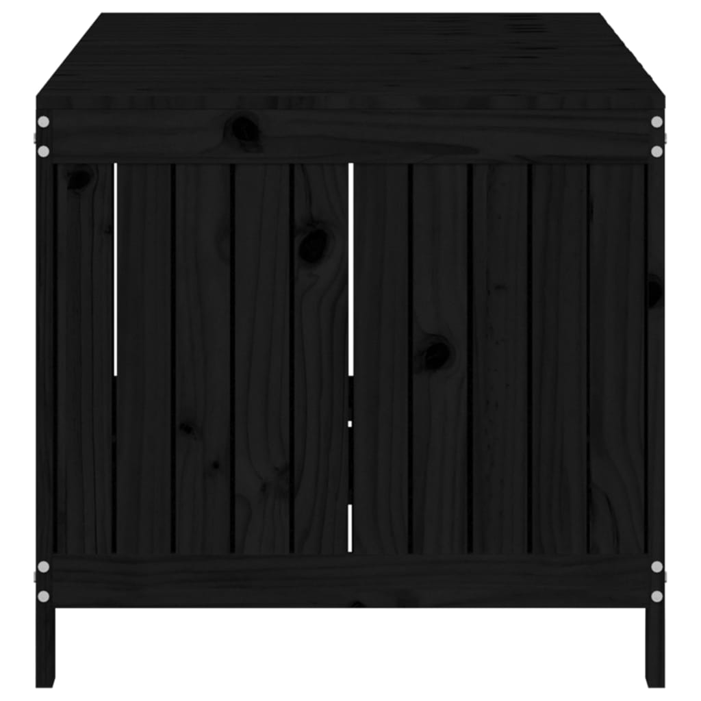 Aufbewahrungsbox Holztruhe Gartentruhe Aufbewahrung Outdoor Schwarz 147x68x64 cm Massivholz Kiefer