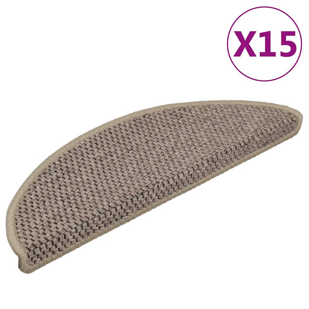 Treppenmatten Selbstklebend Sisal 15 Stk. 56x17x3cm Dunkelbeige