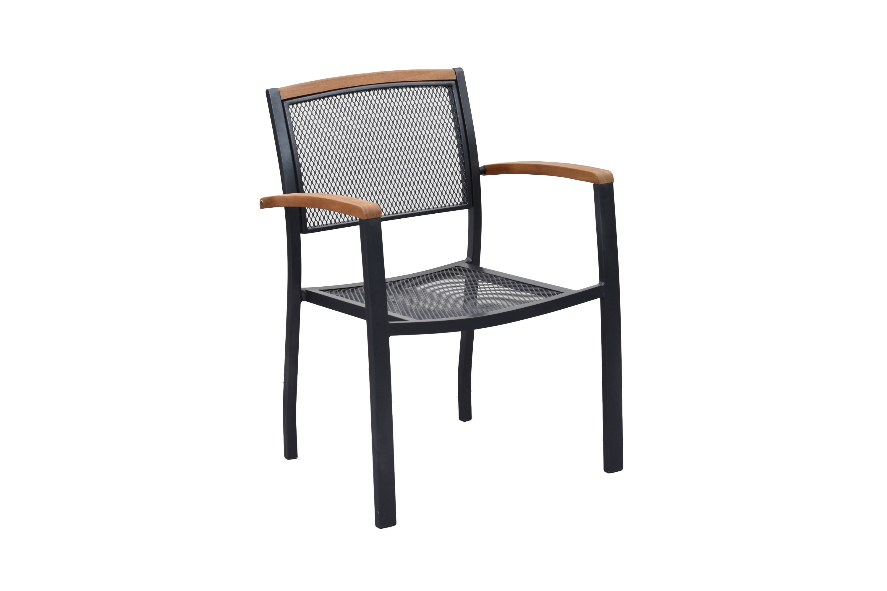 Merxx Tilos Gartenmöbel Set für 6 Personen 13 teilig aus Aluminium und FSC Akazienholz mit Flex Ausziehtisch 180x180 cm 6 Stapelsessel mit Akazienholz und graue Sitzkissen