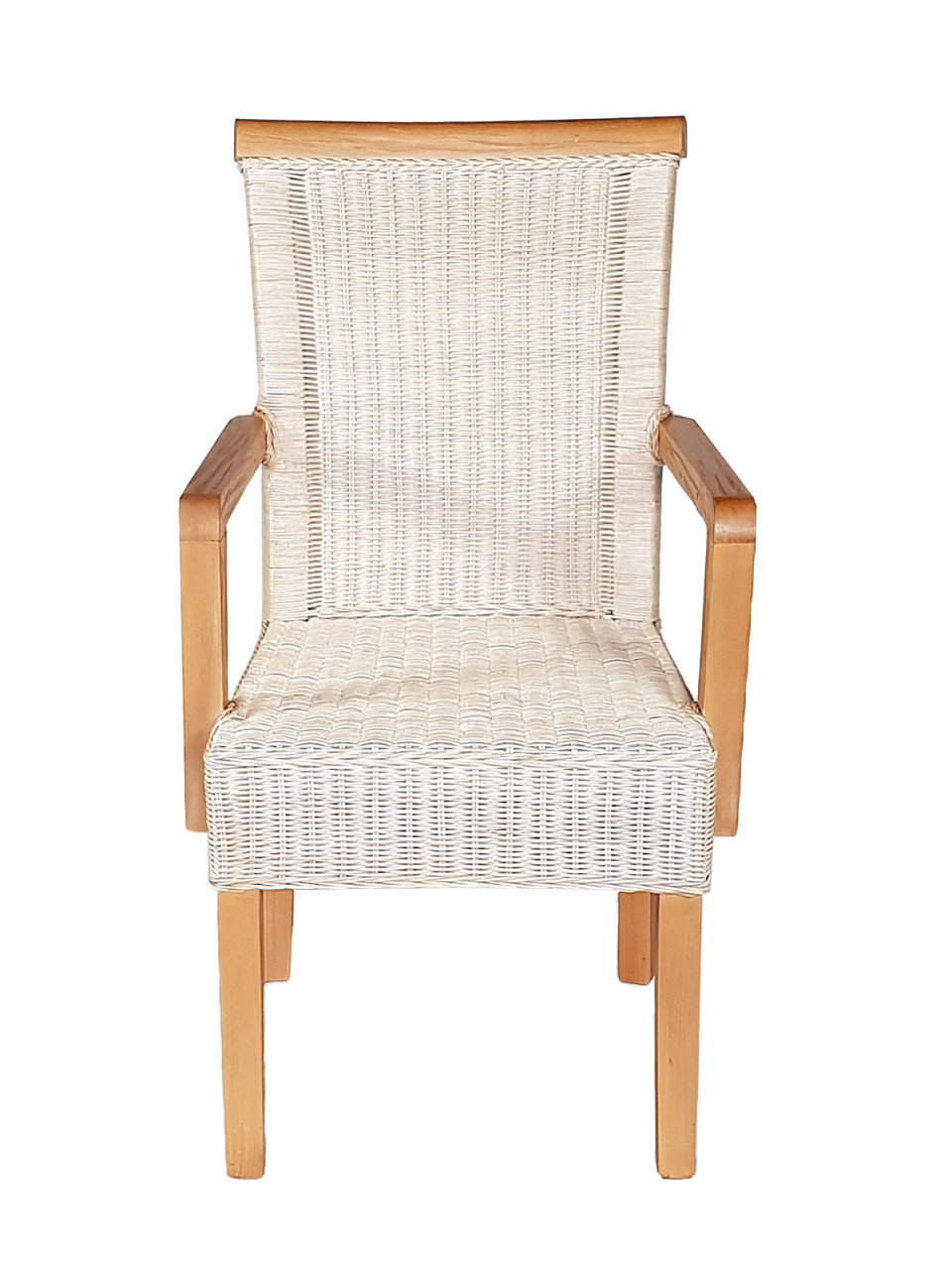 Esszimmer Stühle Set mit Armlehnen 4 Stück Rattanstühle Stuhl weiß Perth Sessel nachhaltig