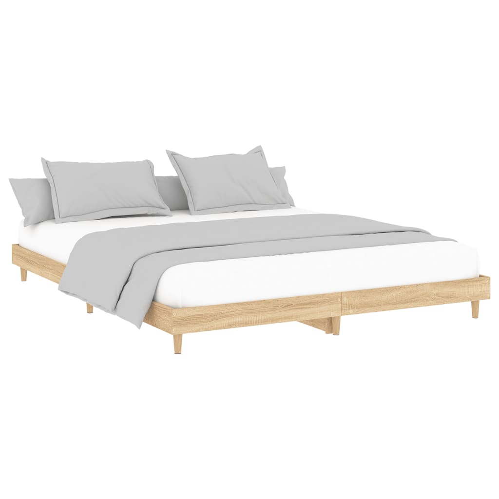 Bettgestell Sonoma-Eiche 150x200 cm Holzwerkstoff modern Doppelbett Schlafzimmer