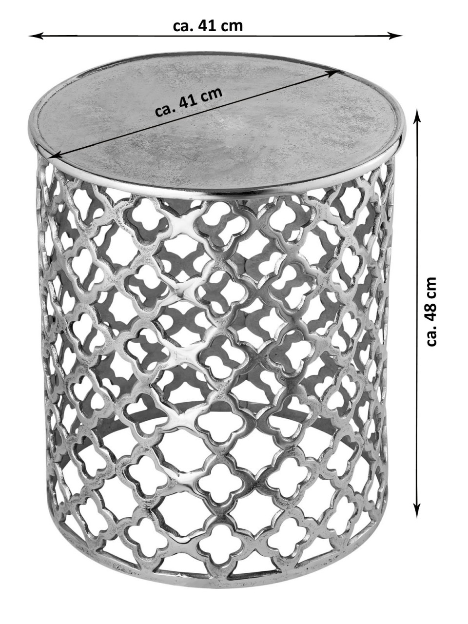 Dekotisch Metall Beistelltisch ø 40 x 45 cm rund Kairo silber o. gold Aluminium Orientalisch Dekotisch Metall Beistelltisch ø 40 x 45 cm rund Kairo silber o. gold Aluminium Orientalisch