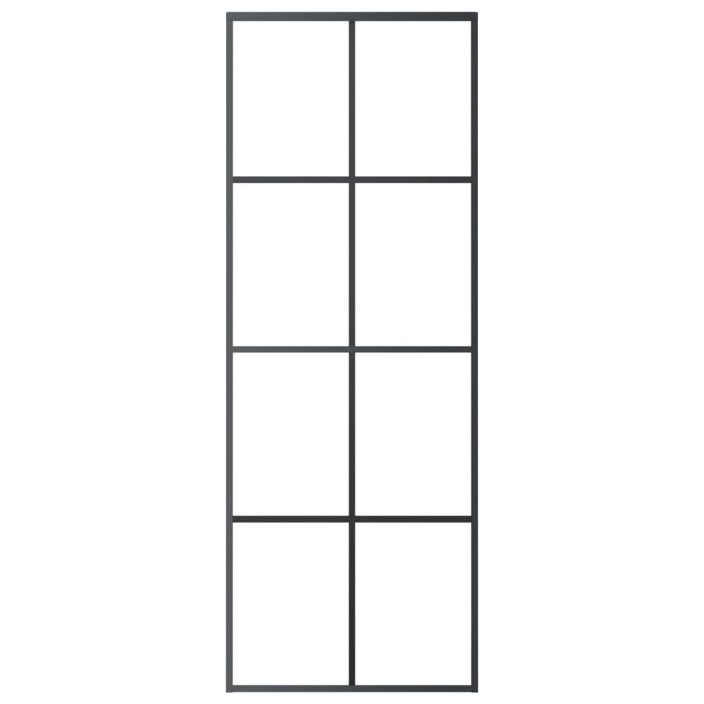 Schiebetür Schwarz 76x205 cm ESG Glas und Aluminium