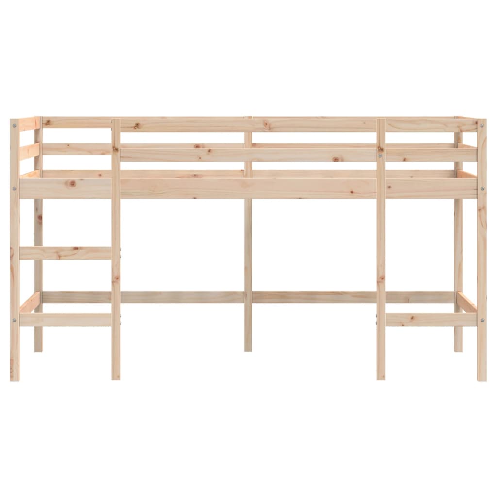 Kinderhochbett mit Leiter Weiß 90x190 cm Massivholz Kiefer robust modern Spielbett