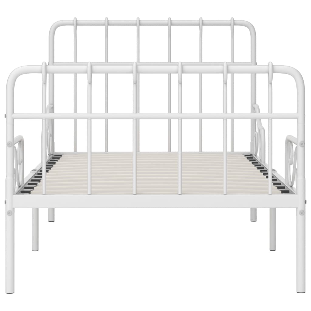 Bettgestell 90x200 cm Weiß Metall Inkl. Lattenrost für besten Komfort Stabil & Zeitlos