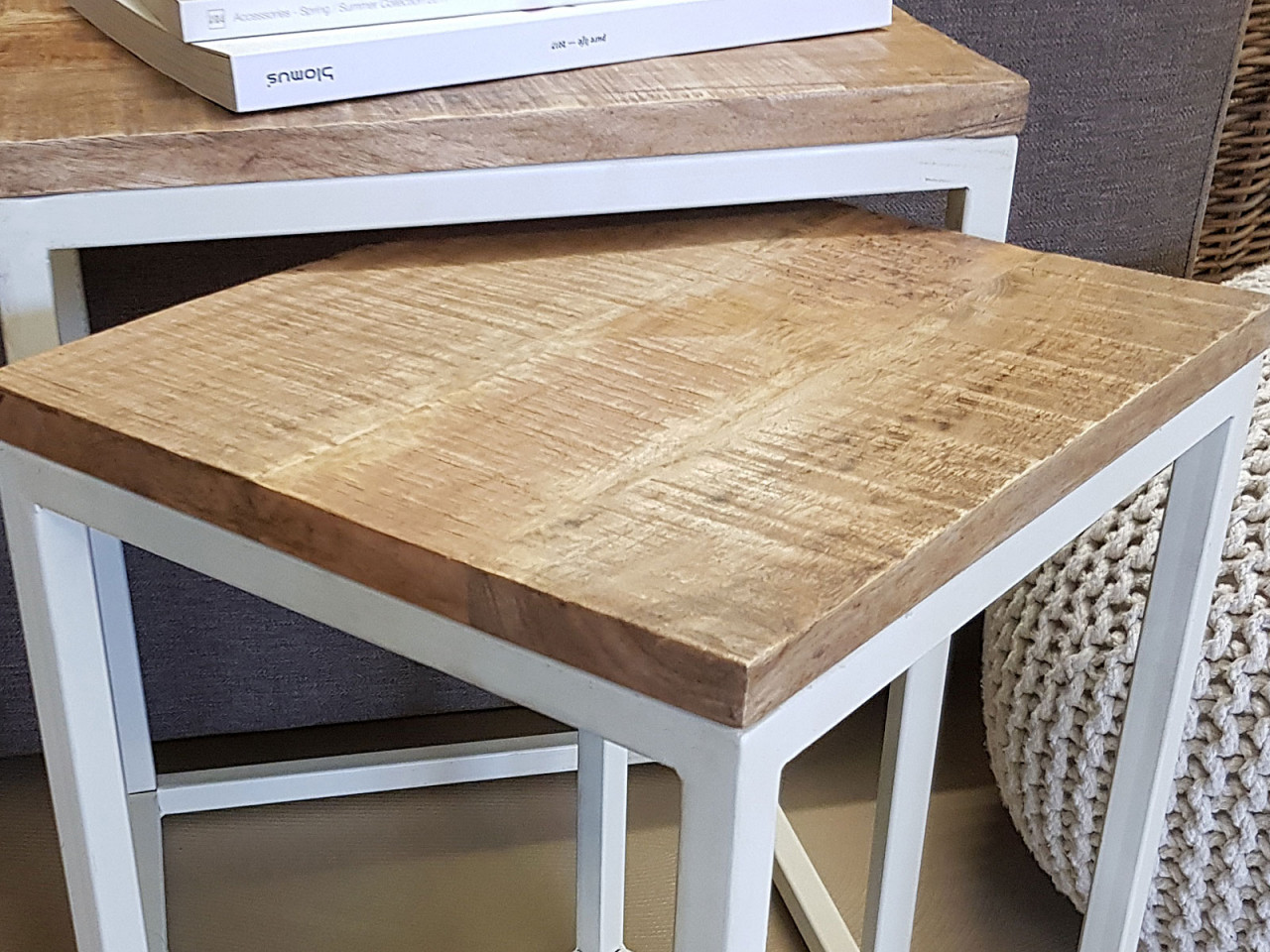 Beistelltisch Holz Satztisch Set 2 Stück Wohnzimmer Tisch Couchtisch Dallas Metall Gestell Beistelltisch Holz Satztisch Set 2 Stück Wohnzimmer Tisch Couchtisch Dallas Metall Gestell