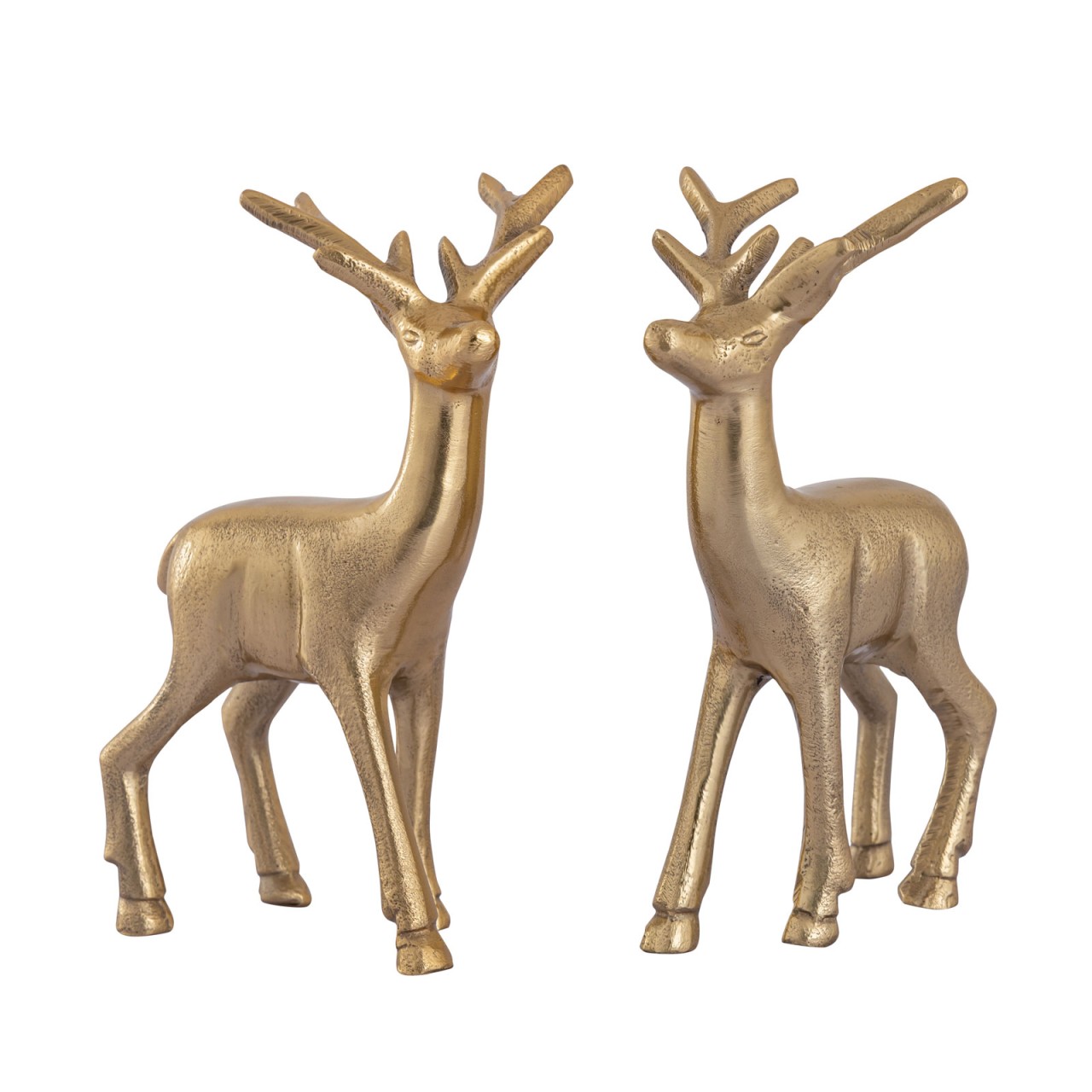 Deko Figur Hirsch 2er Set Tischdekoration Tierfigur Metall Weihnachtsdeko silber o. gold Aluminium Deko Figur Hirsch 2er Set Tischdekoration Tierfigur Metall Weihnachtsdeko silber o. gold Aluminium