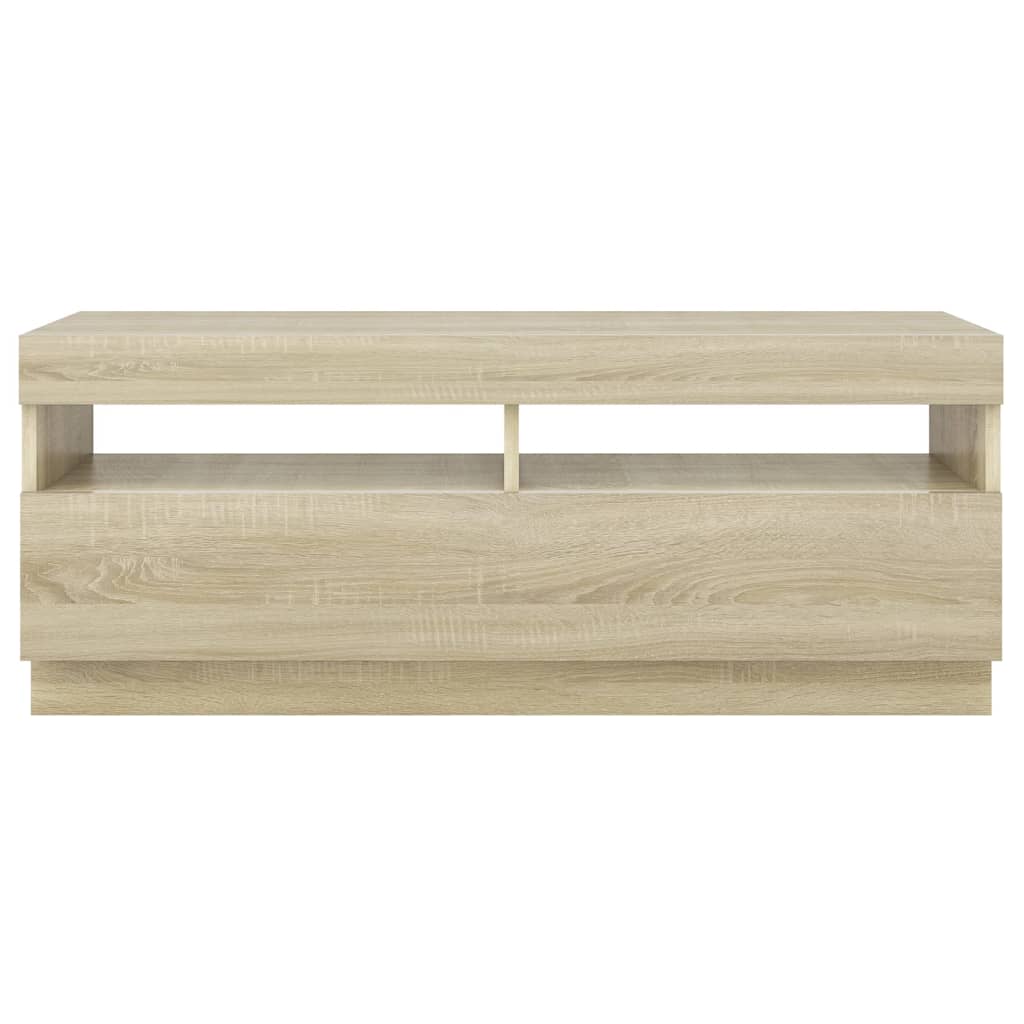 TV Schrank Sonoma Eiche 100x35x40 cm LED Beleuchtung Holz Modern