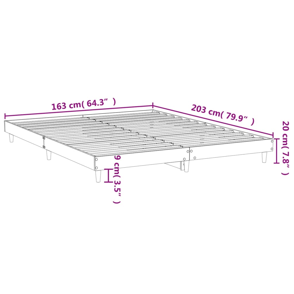 vidaXL Bettgestell Sonoma-Eiche 160 x 200 cm Holzwerkstoff