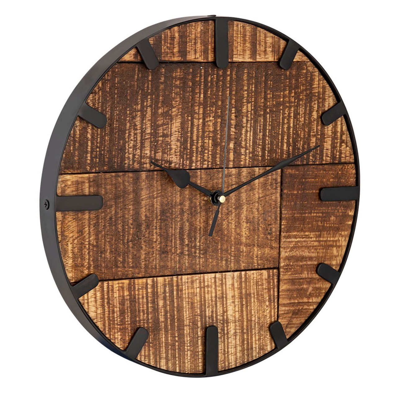 Uhr Holz ø 30 cm Wanduhr Wohnzimmeruhr modern rund aus Holz Vintage lautlos Mangoholz massiv