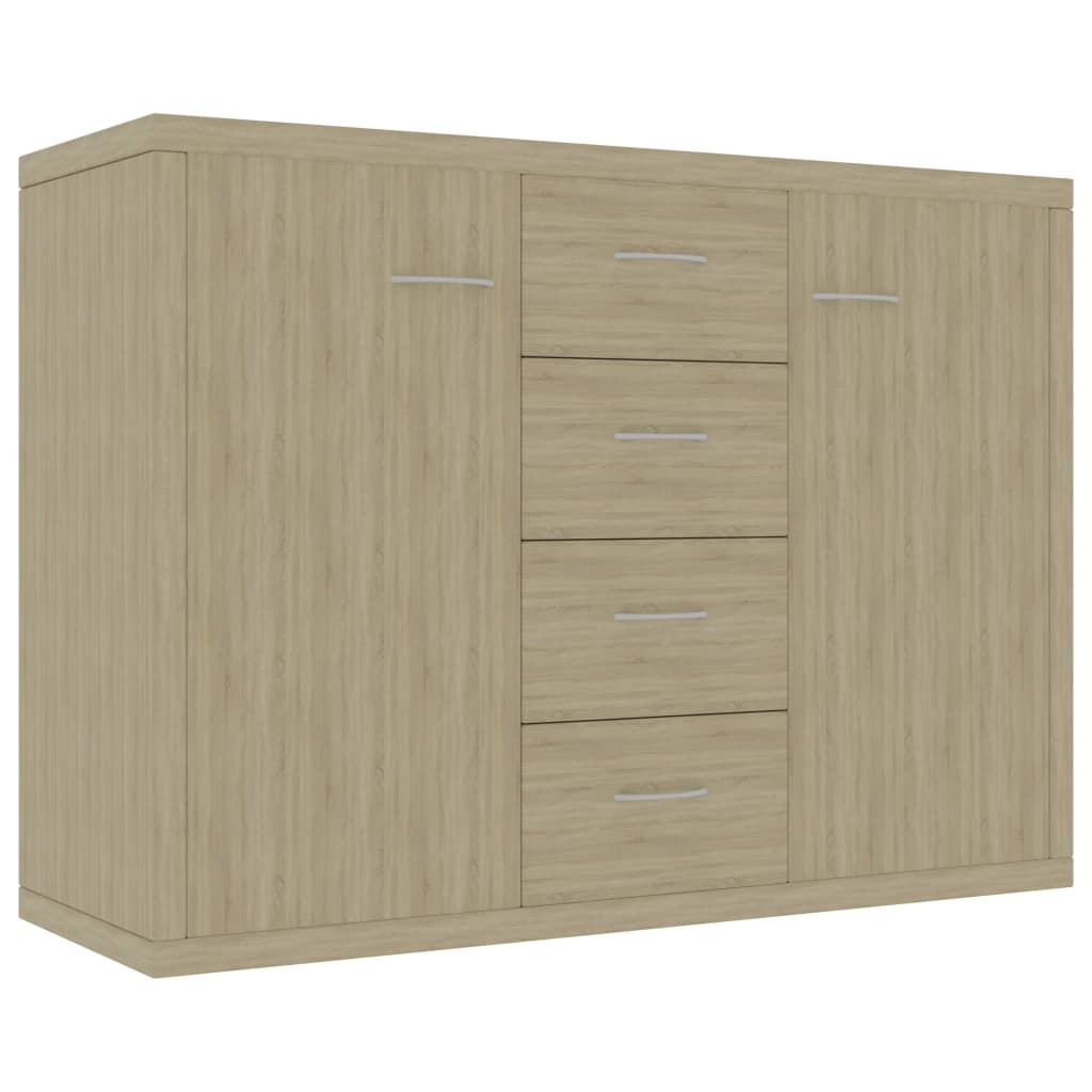 Sideboard Sonoma-Eiche 88x30x65cm Holzwerkstoff 4 Schubladen 2 Türen