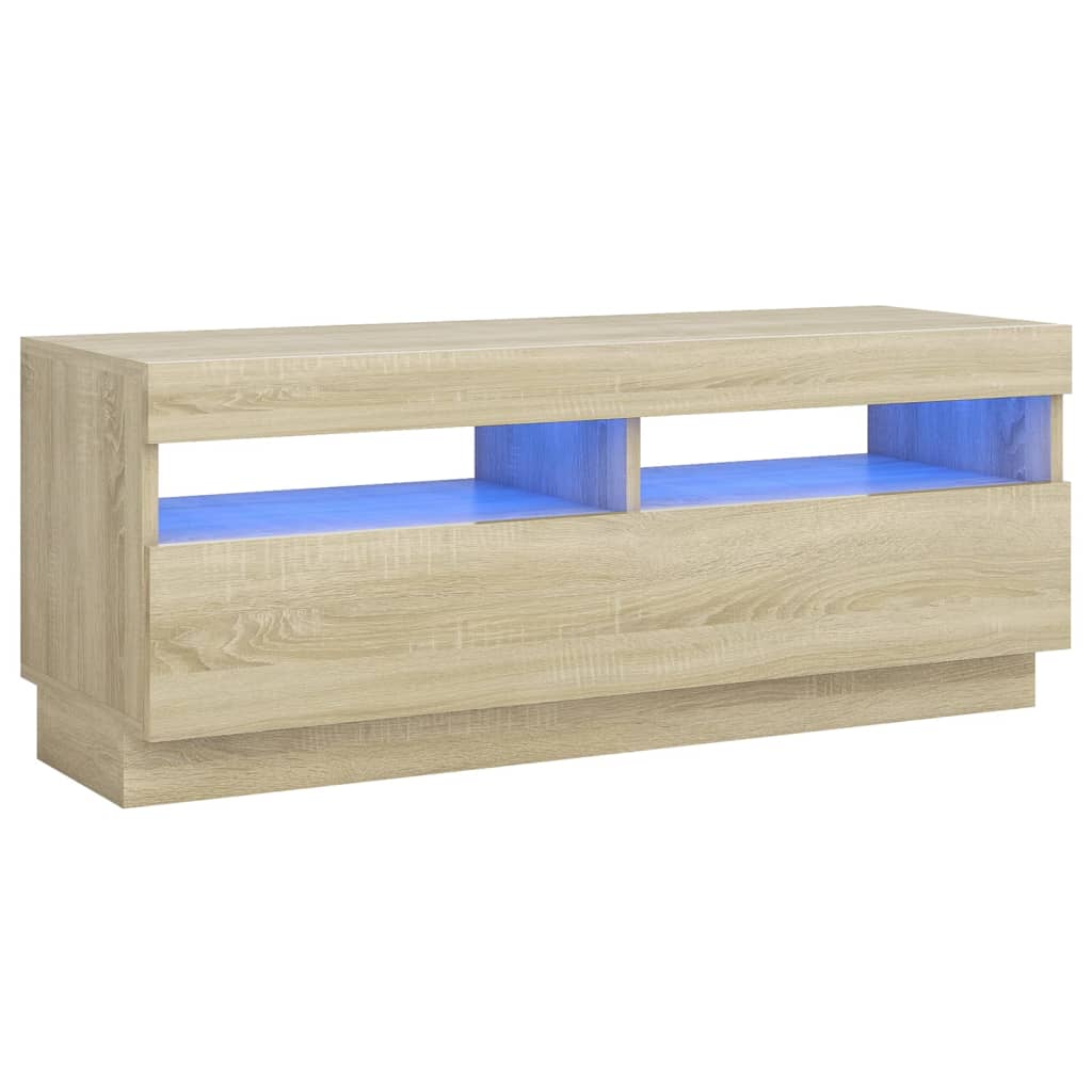 TV Schrank Sonoma Eiche 100x35x40 cm LED Beleuchtung Holz Modern