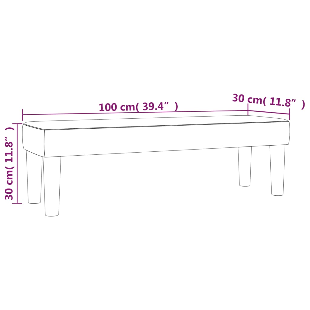 Stoffbank Schwarz 100 x 30 x 30 cm Elegant Einfach Montierbar Modernes Design